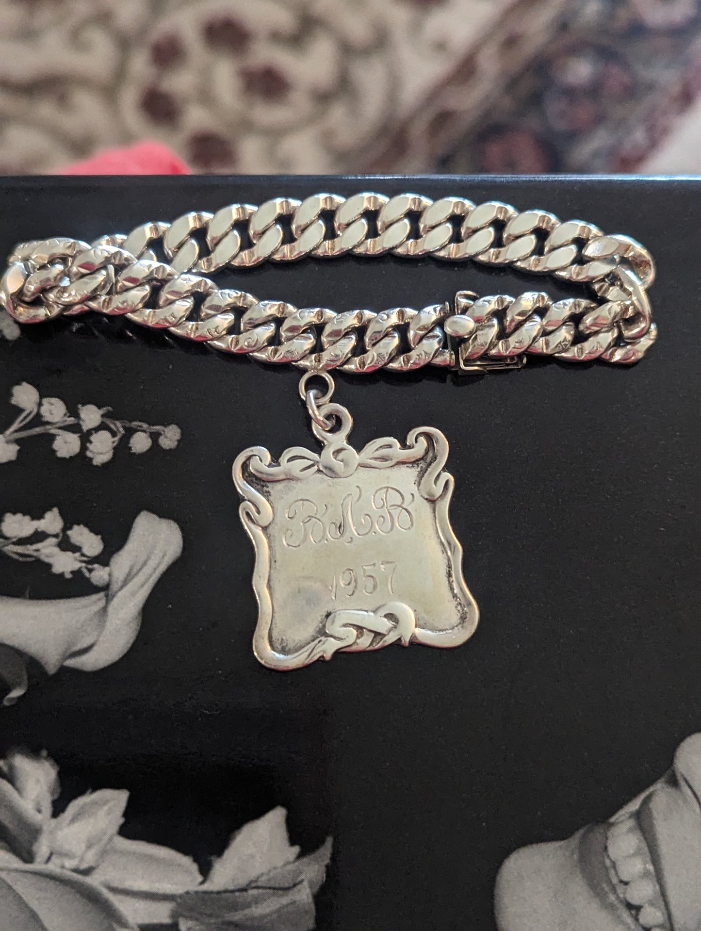 Engraved Vintage Silver Link Bracelet