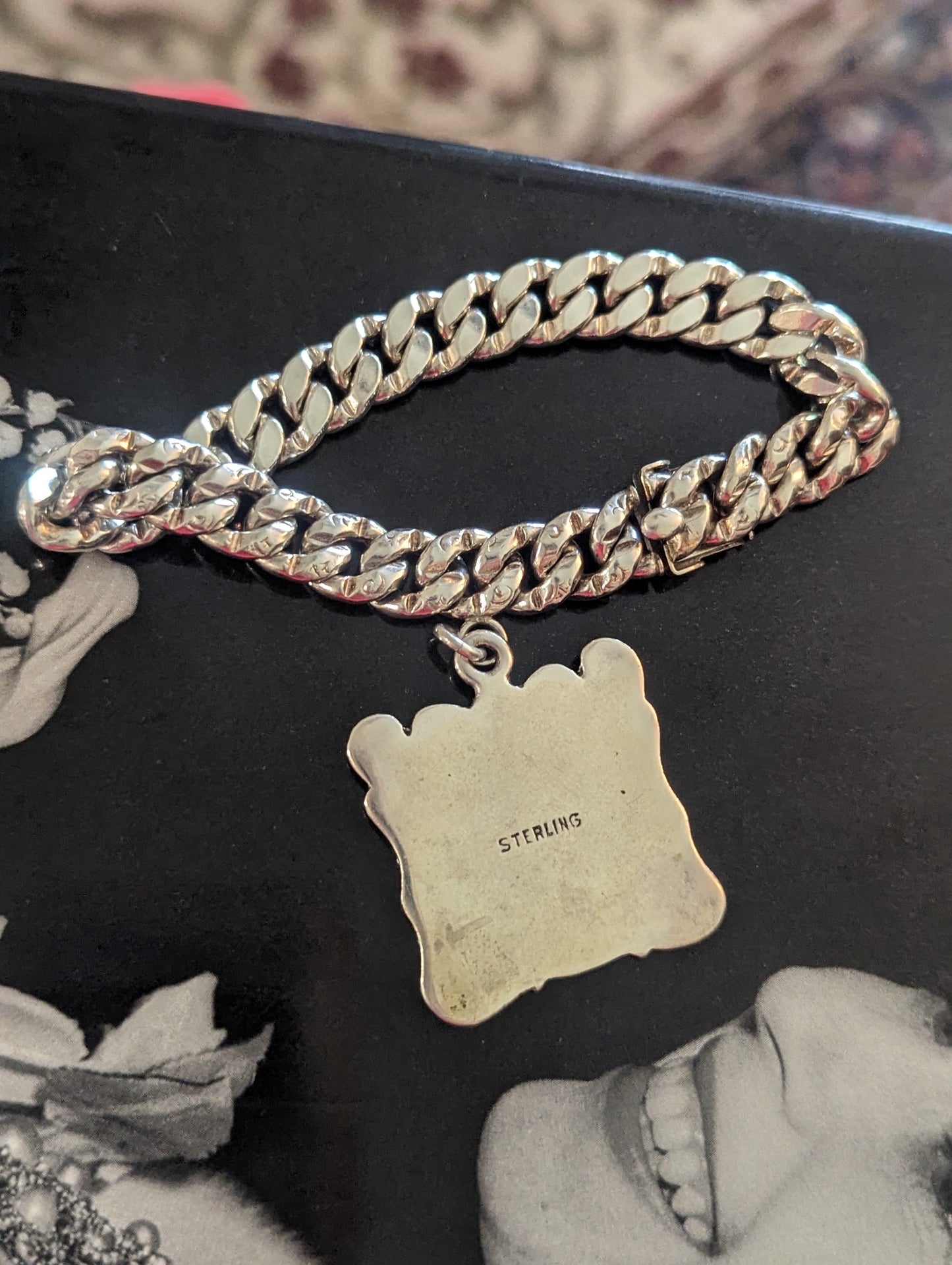 Engraved Vintage Silver Link Bracelet