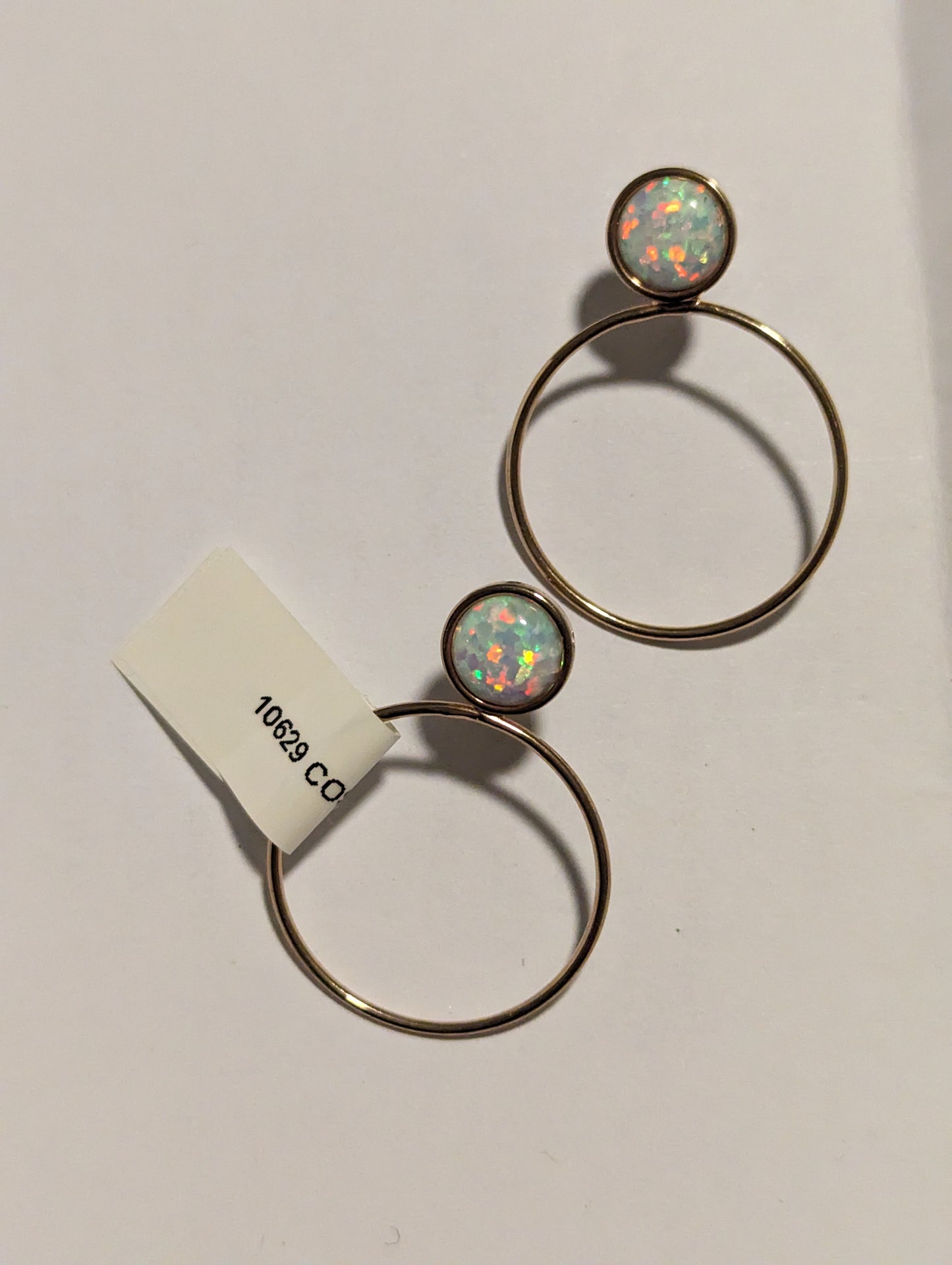 Gold Hoop Opal Studs