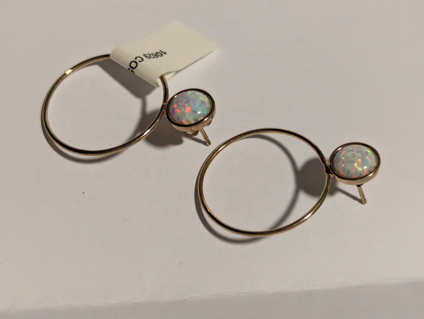 Gold Hoop Opal Studs